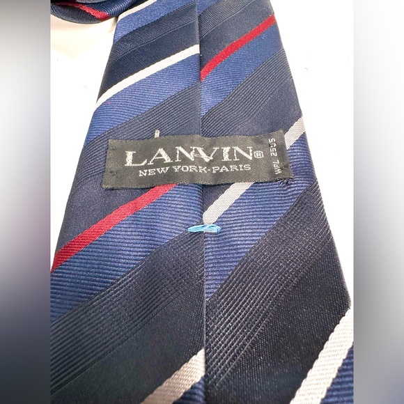 Lanvin Blue and Red Silk Striped Men’s Tie - Picture 2 of 3